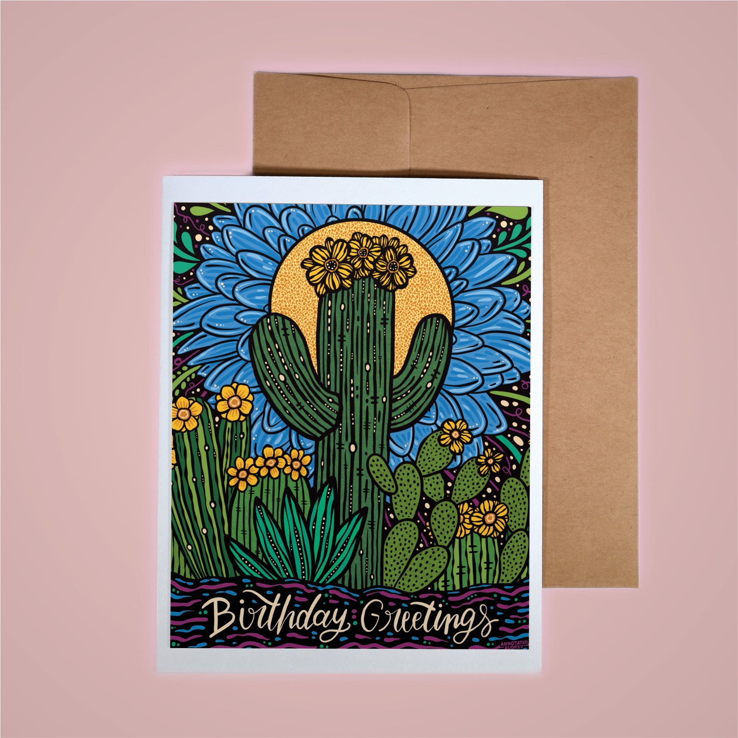 Card on pink background