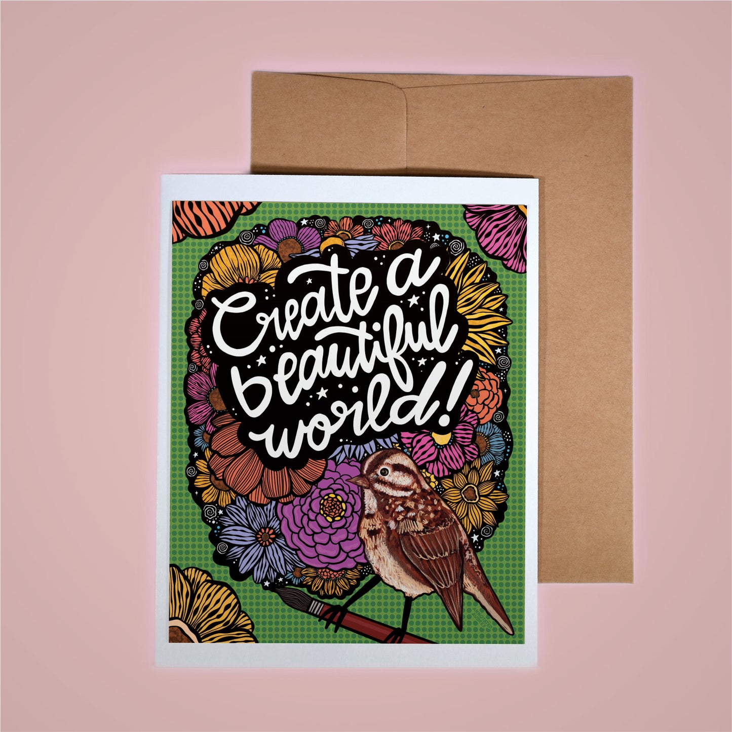 Card on pink background