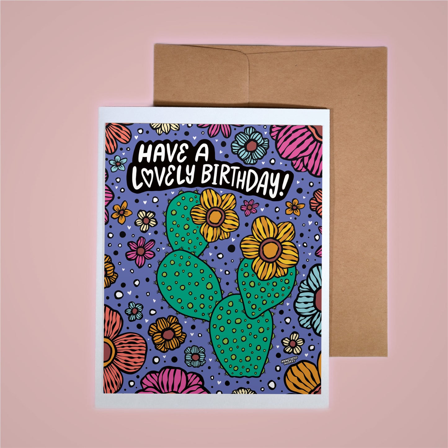 Card on pink background