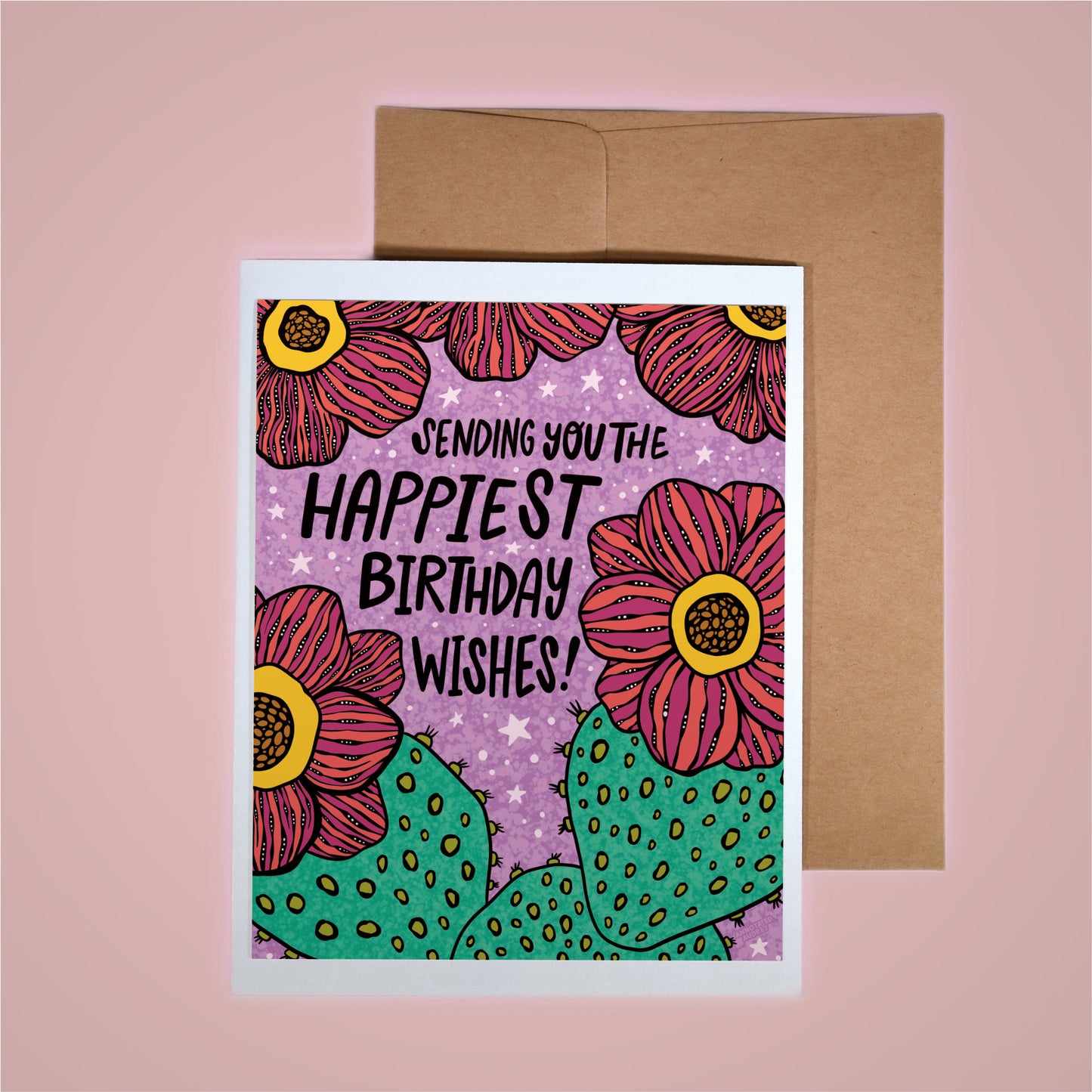 Card on pink background