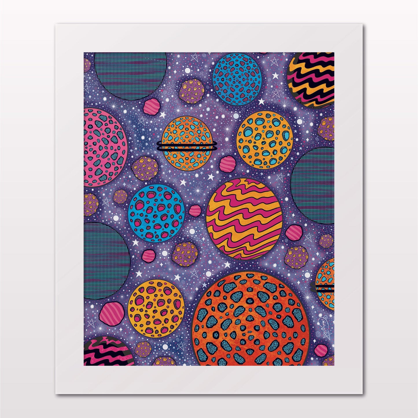 Art print in white frame on white wall