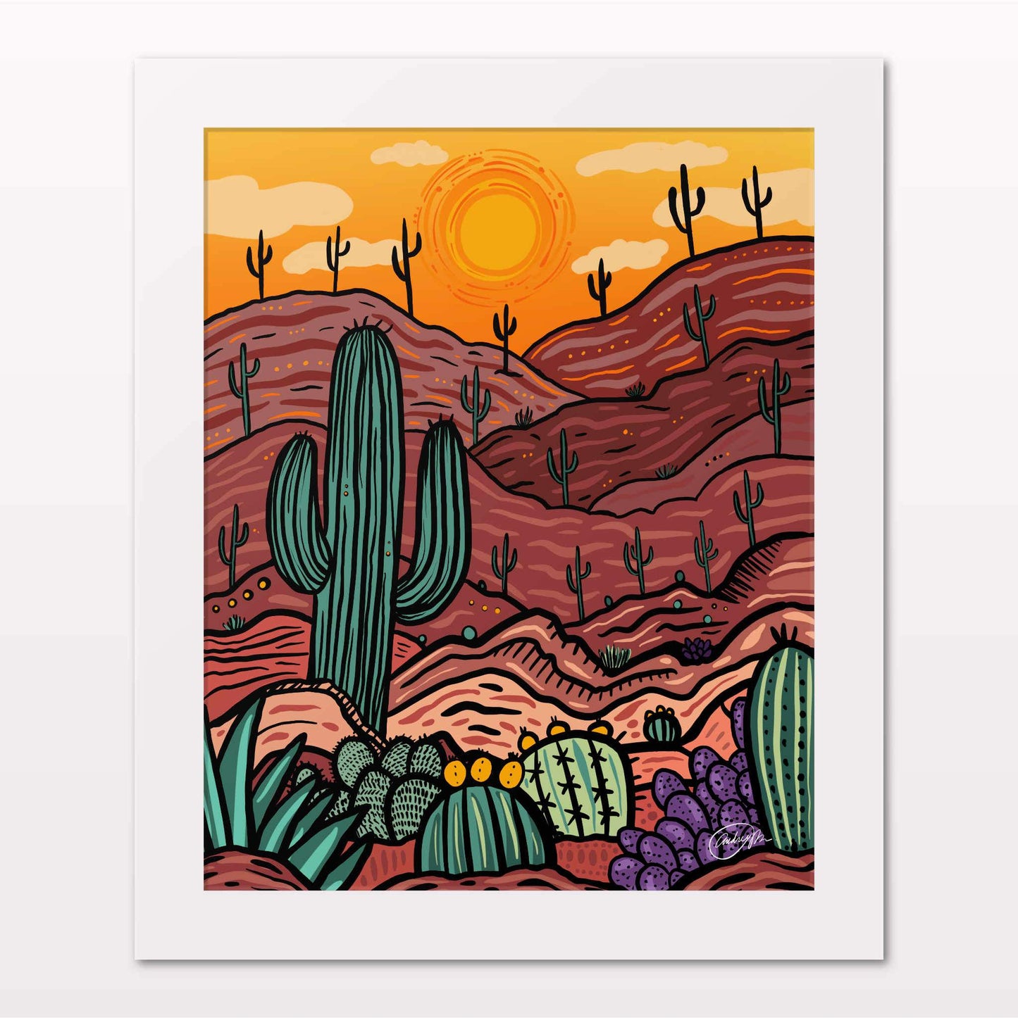 Art print in white frame on white wall