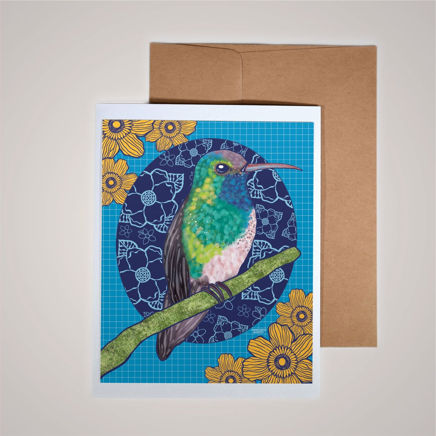 Card on pink background