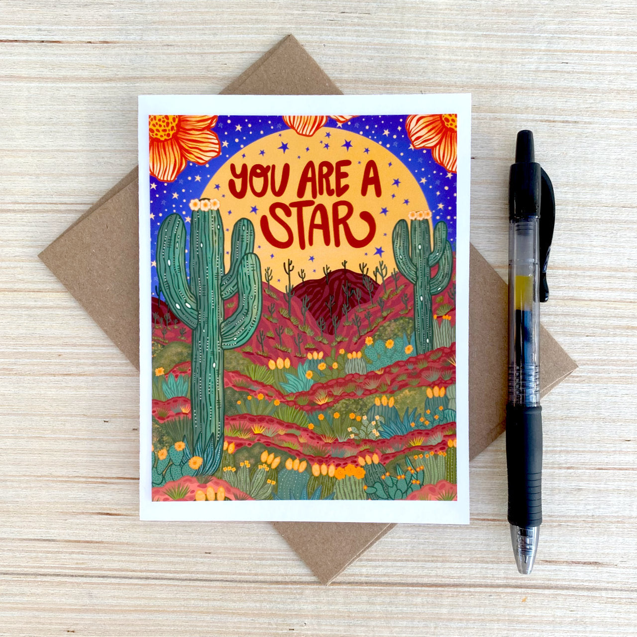 Card on pink background
