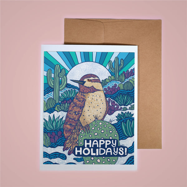 Holiday Card - Holiday Cactus Wren "Happy Holidays"