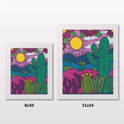 Comparing 8x10 and 11x14 framed art prints on a white wall