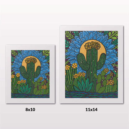 Comparing 8x10 and 11x14 framed art prints on a white wall