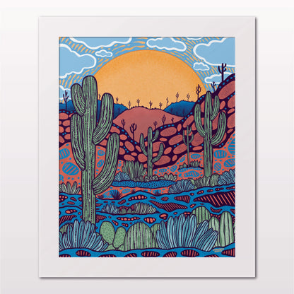 Art print in white frame on white wall