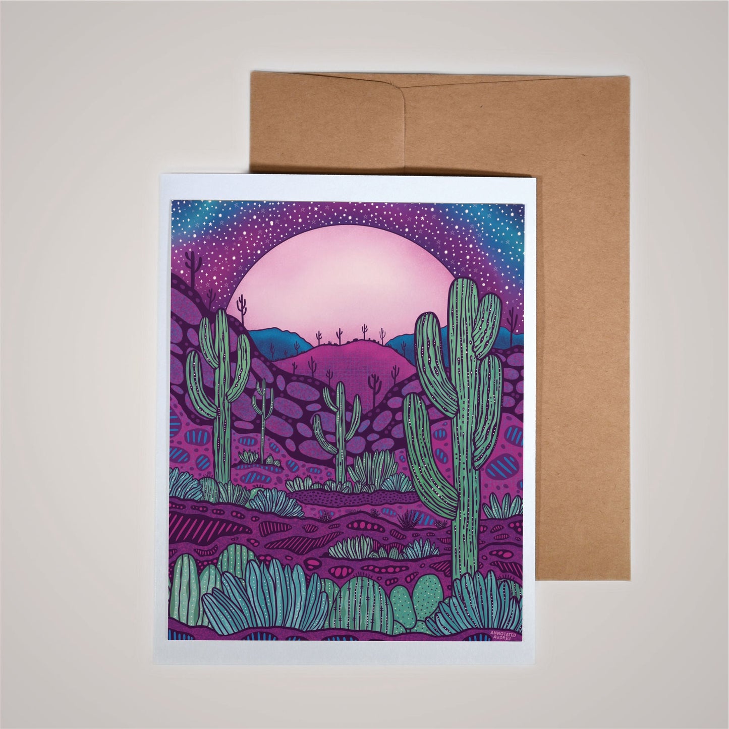 Card on pink background