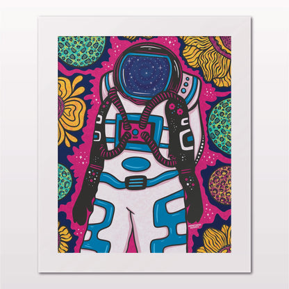 Art print in white frame on white wall