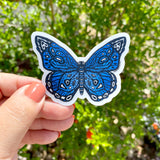Clear Sticker - Blue Butterfly