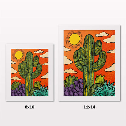 Comparing 8x10 and 11x14 framed art prints on a white wall