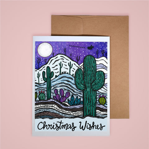 Holiday Card-Christmas Wishes (Purple)