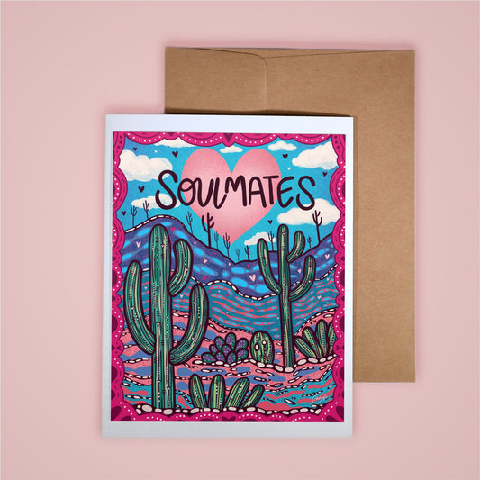 Card on pink background