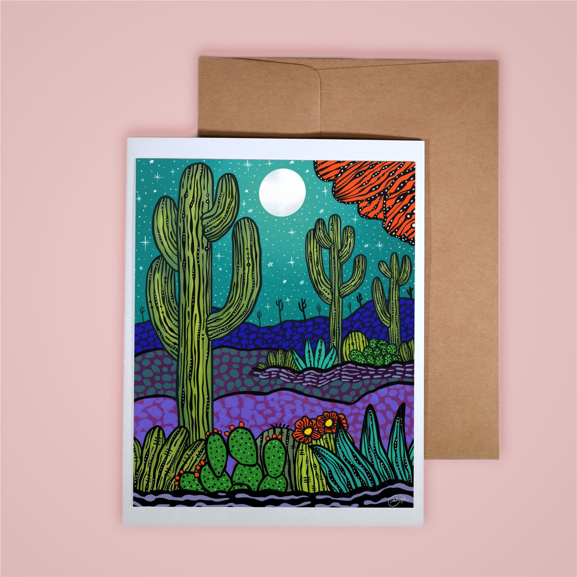 Card on pink background