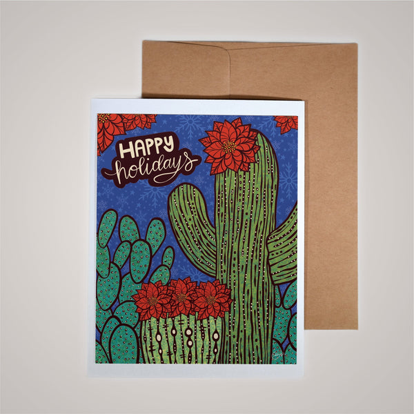 Holiday Card - Happy Holidays Cactus