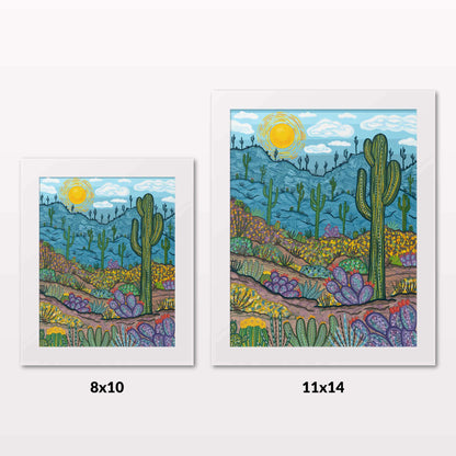 Comparing 8x10 and 11x14 framed art prints on a white wall