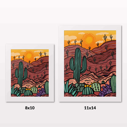 Comparing 8x10 and 11x14 framed art prints on a white wall