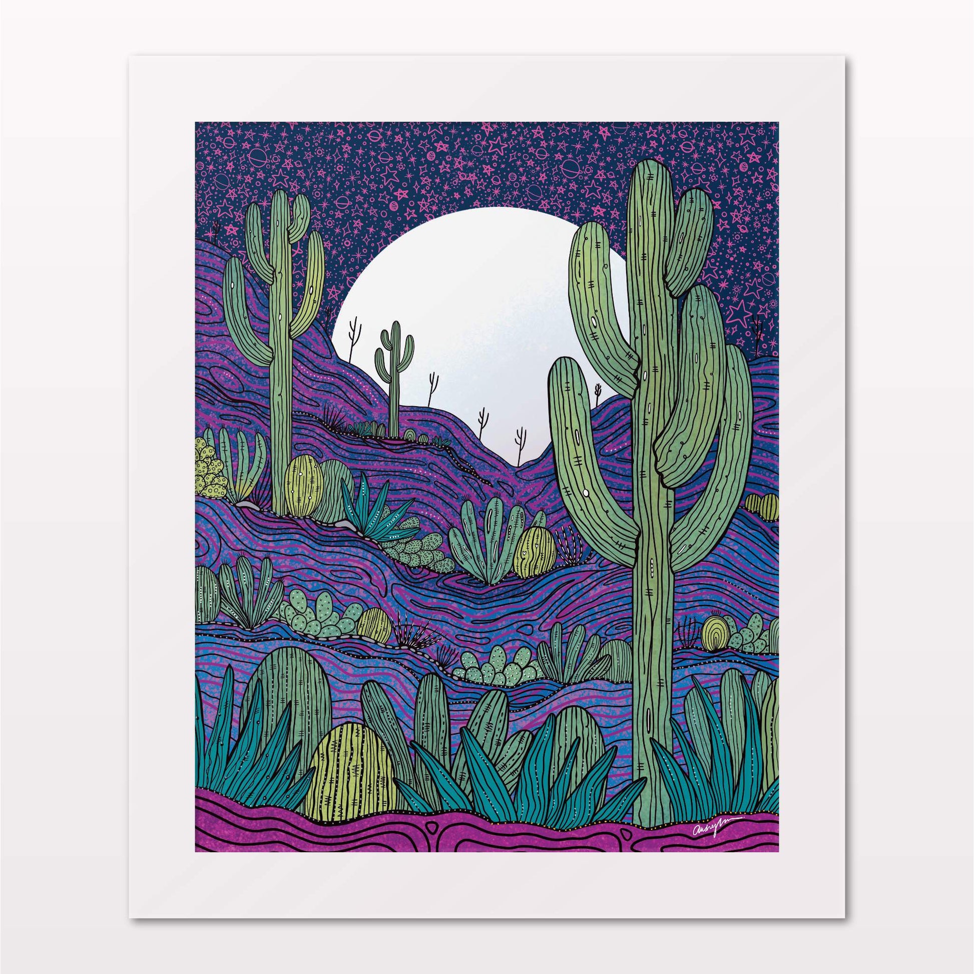 Art print in white frame on white wall