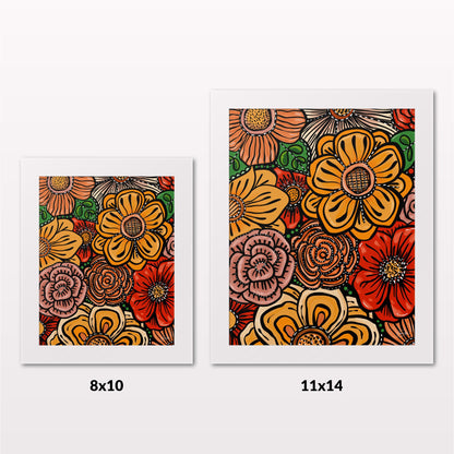 Comparing 8x10 and 11x14 framed art prints on a white wall