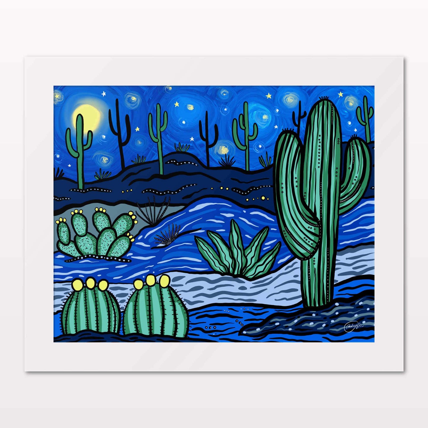 Art print in white frame on white wall