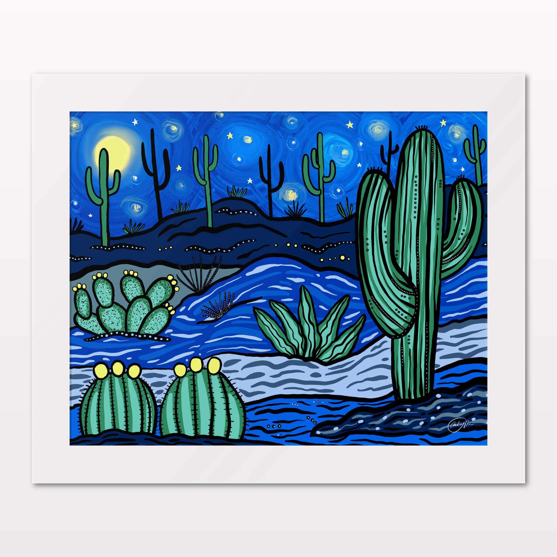 Art print in white frame on white wall