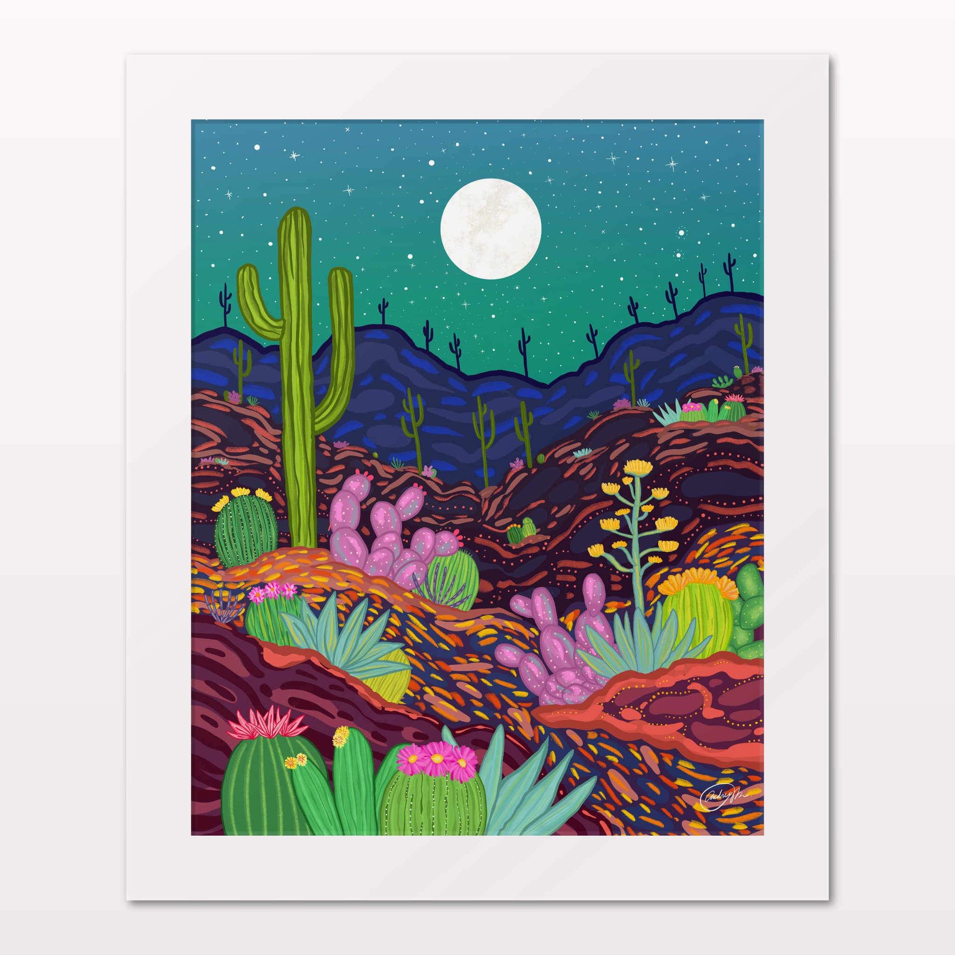 Art print in white frame on white wall