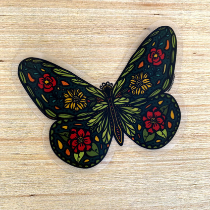 Clear Sticker - Green Butterfly