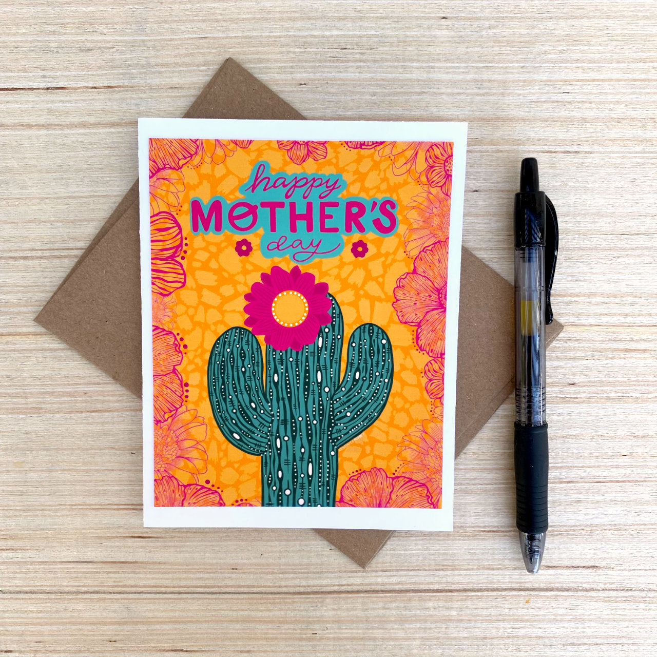 Card on pink background