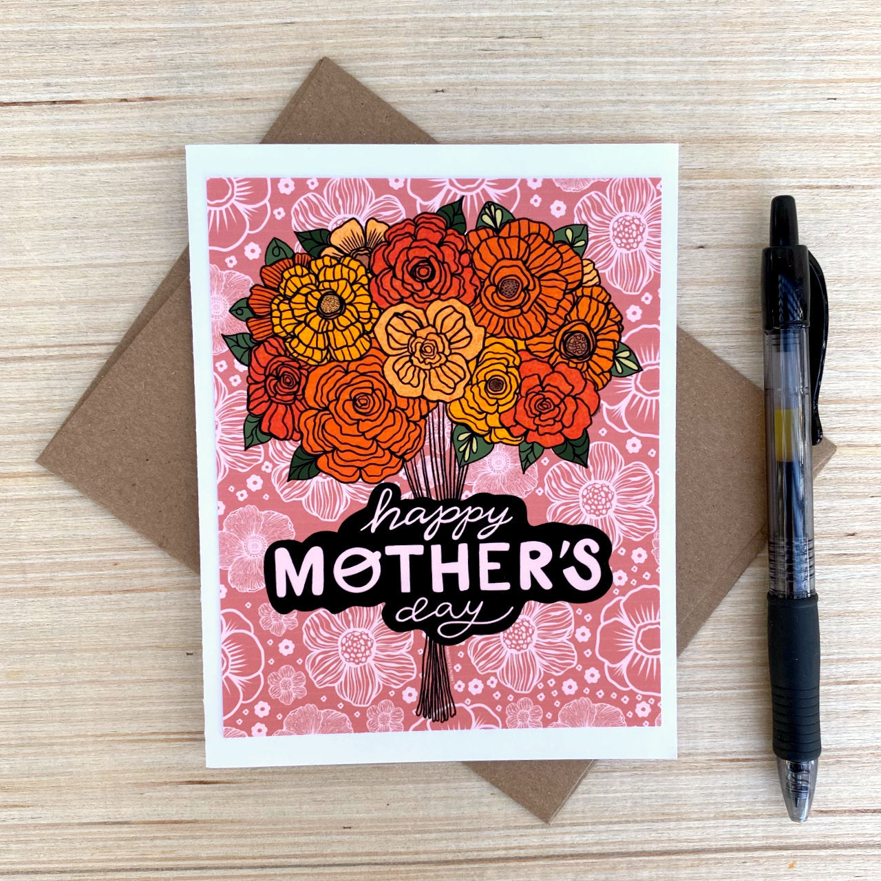 Card on pink background