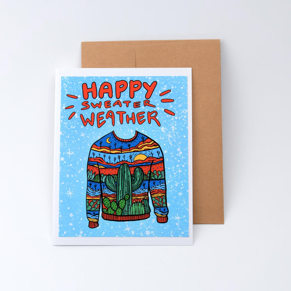 Annotated Audrey - Holiday Card - Sweater Weather on white background