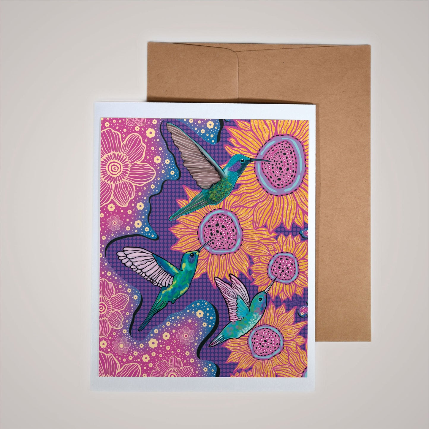Card on pink background
