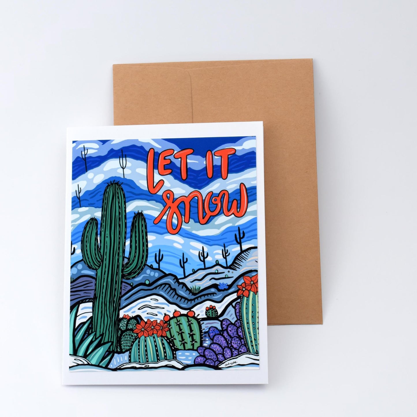 Annotated Audrey - Holiday Card - Let It Snow on white background