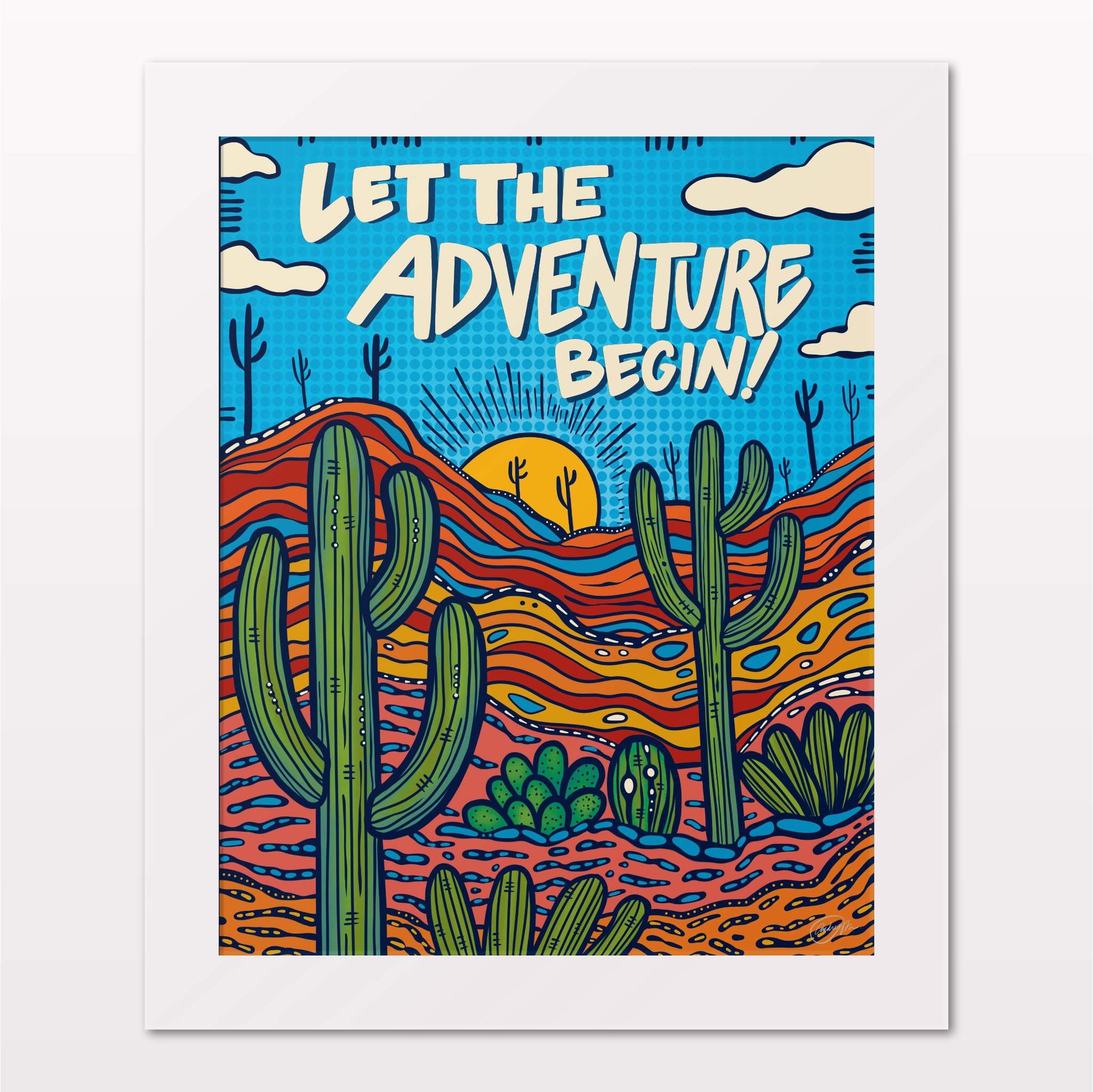 Art print in white frame on white wall