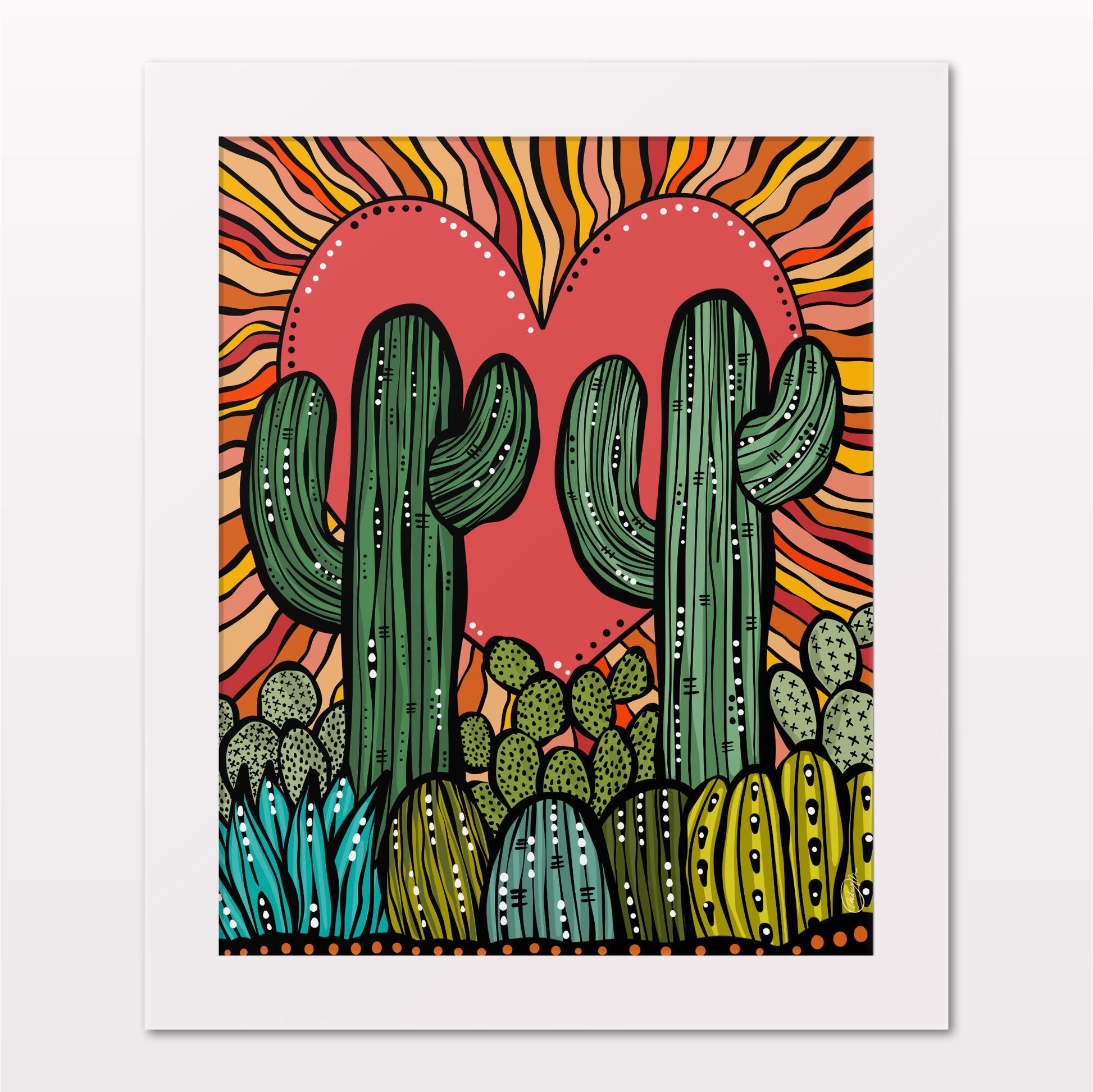 Art print in white frame on white wall