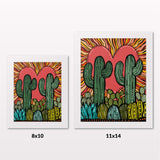 Comparing 8x10 and 11x14 framed art prints on a white wall