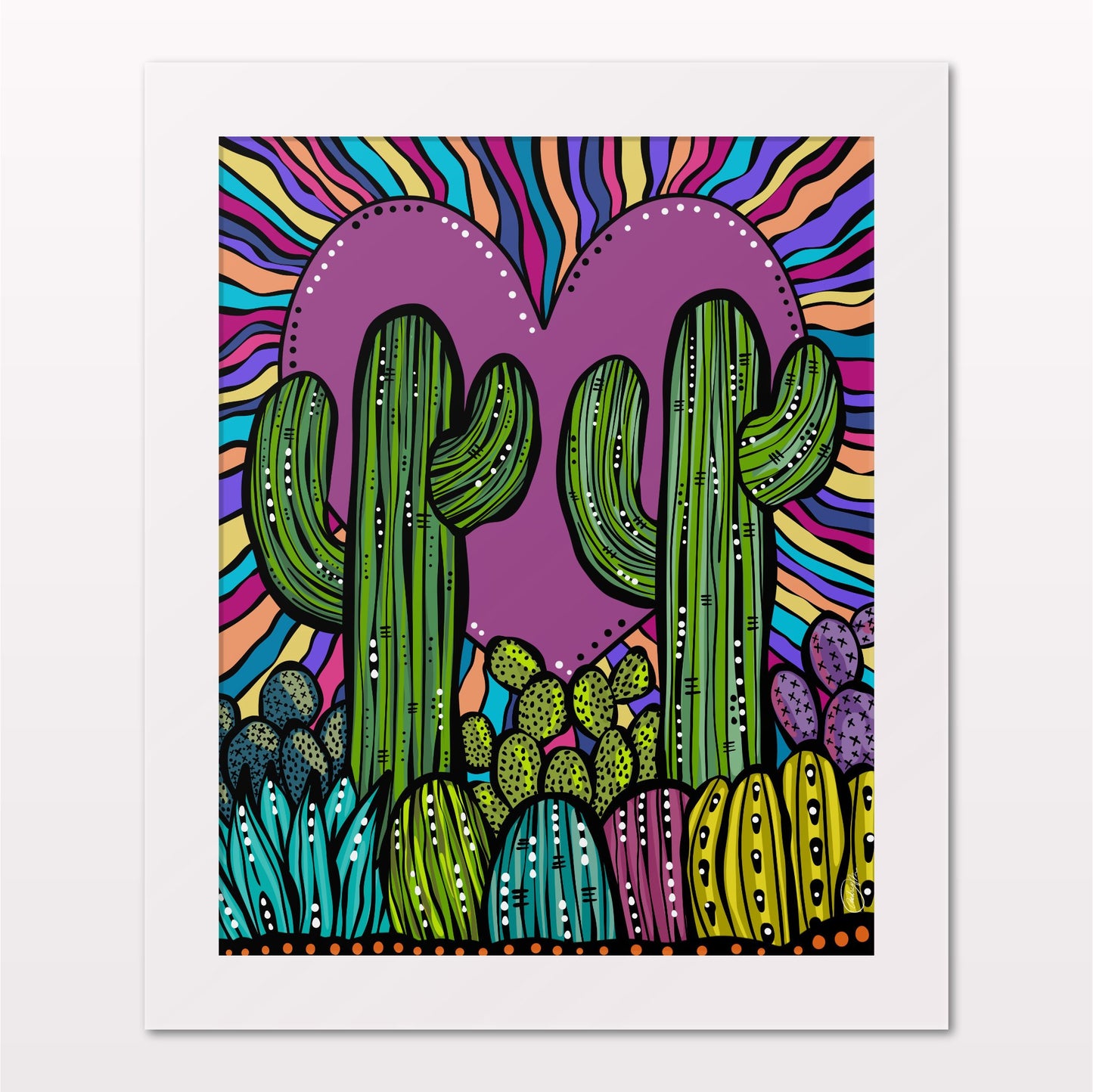 Art print in white frame on white wall