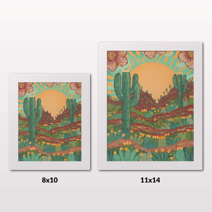 Comparing 8x10 and 11x14 framed art prints on a white wall