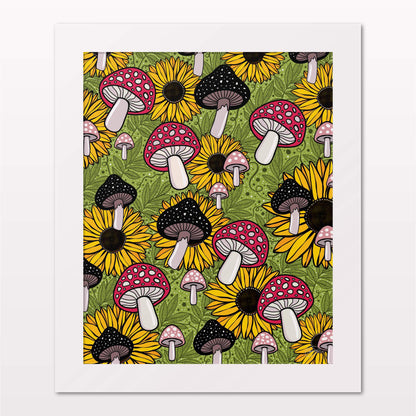 Art print in white frame on white wall