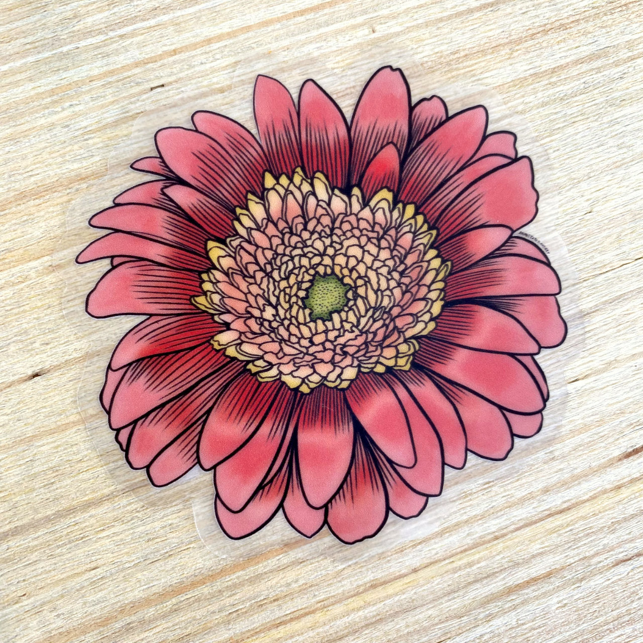 Sticker on wood background
