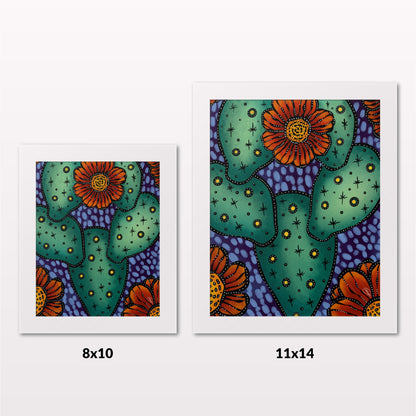 Comparing 8x10 and 11x14 framed art prints on a white wall
