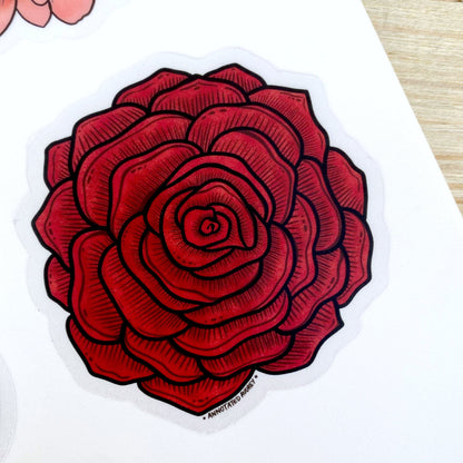 Clear Sticker - Red Rose