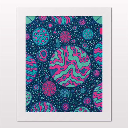 Art print in white frame on white wall