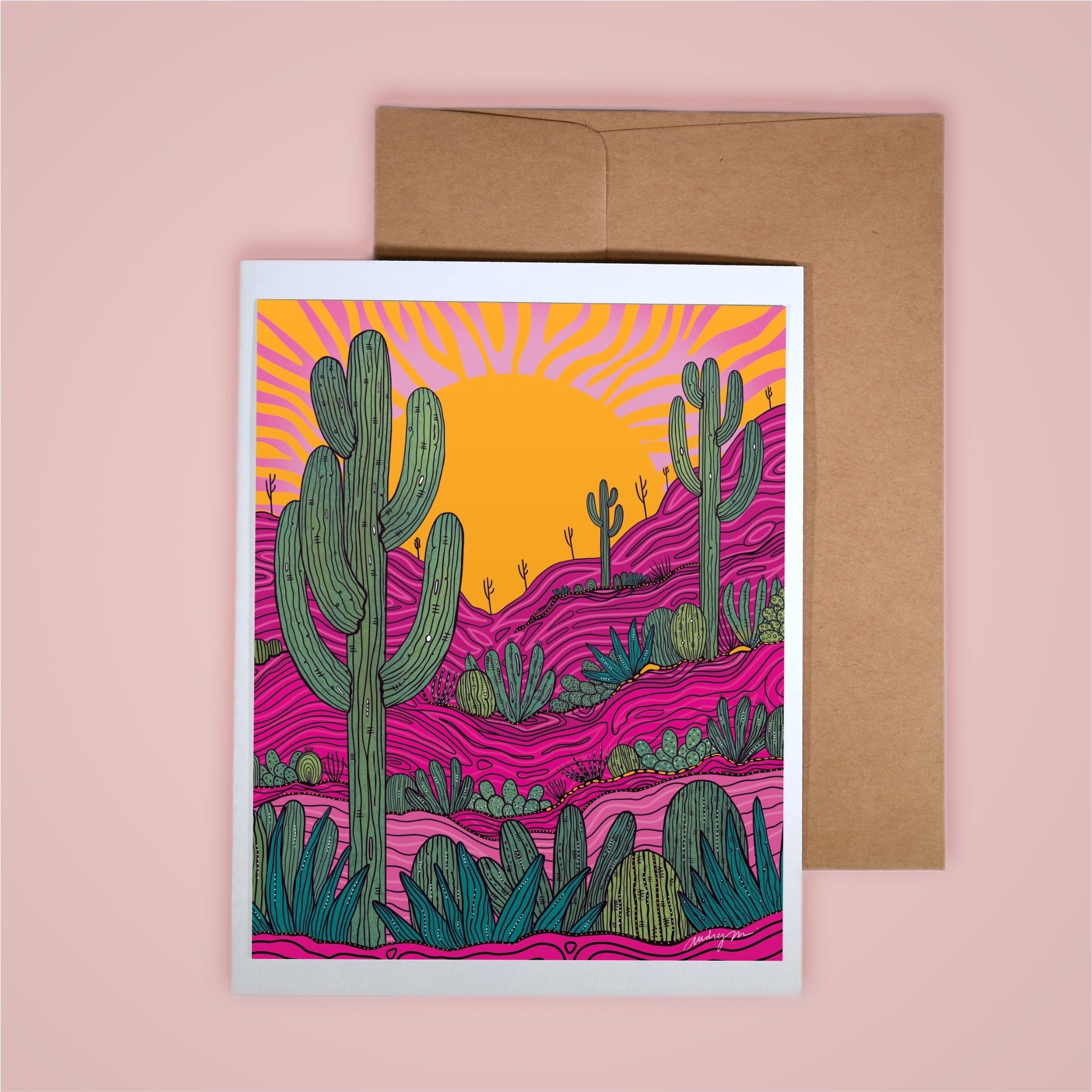 Card on pink background