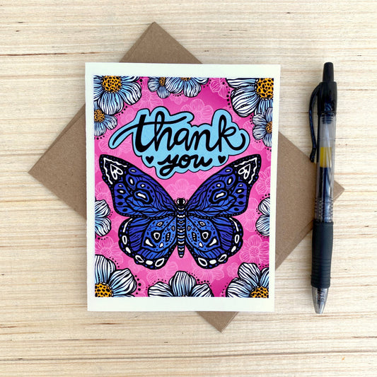 Card on pink background