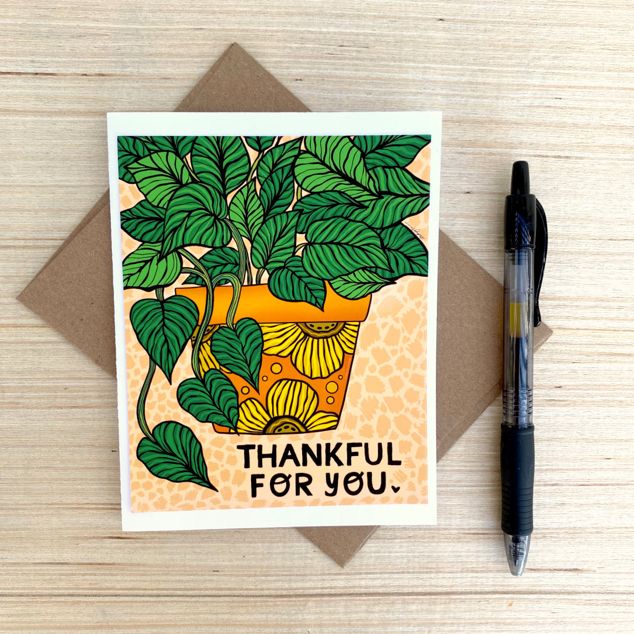 Card on pink background