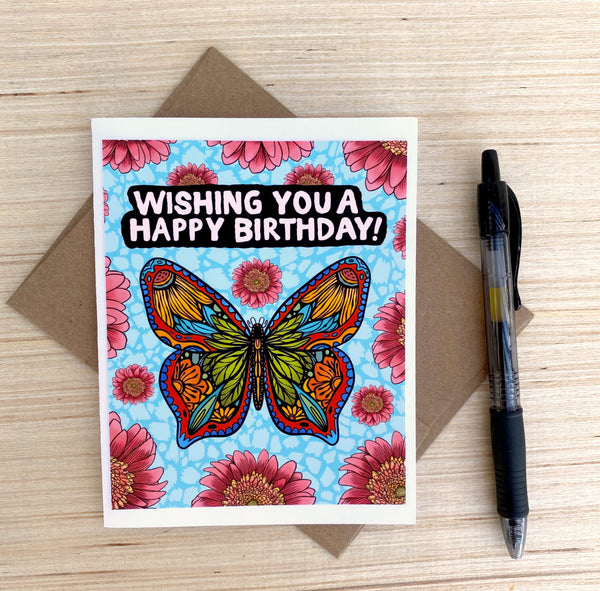 Card - Wishing You A Happy Birthday - Bright Butterfly