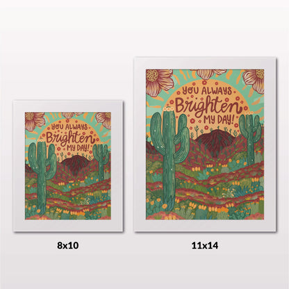 Comparing 8x10 and 11x14 framed art prints on a white wall