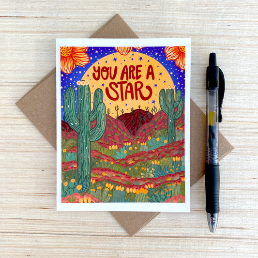 Card on pink background