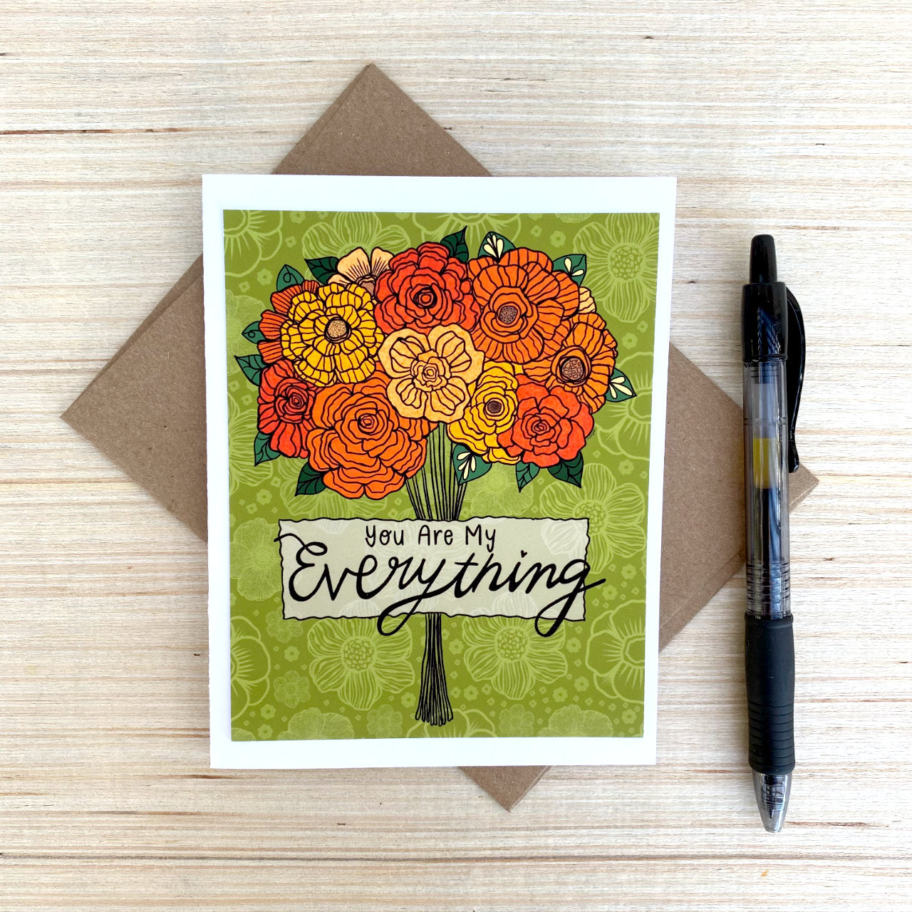 Card on pink background
